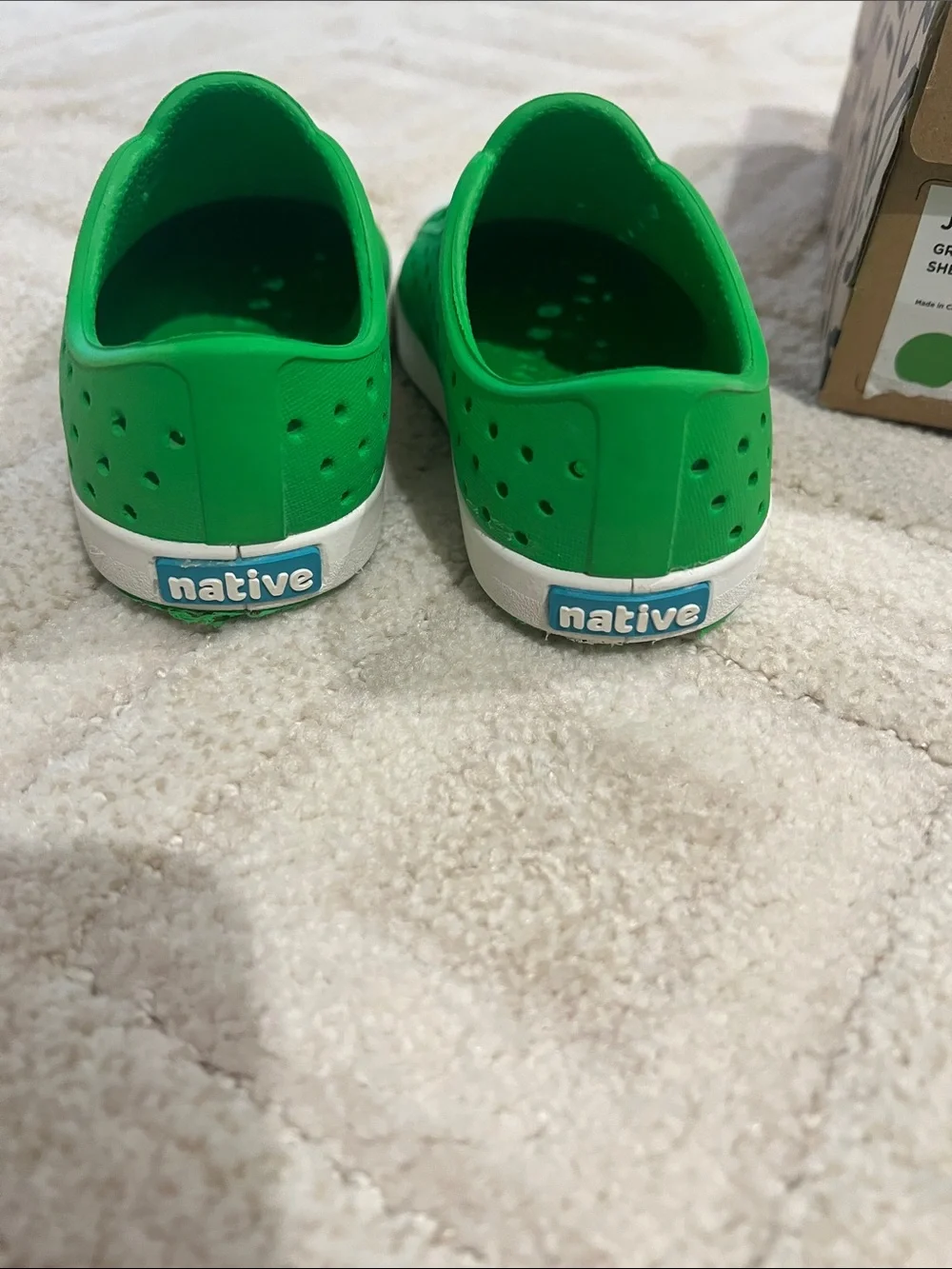 Native Kids Jefferson Slip-On Water Shoes in Grasshopper Green and White